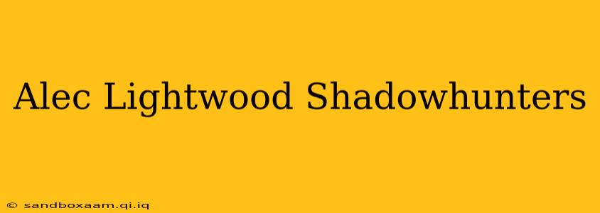 Alec Lightwood Shadowhunters