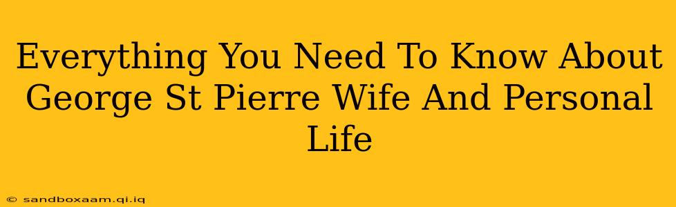 Everything You Need To Know About George St Pierre Wife And Personal Life