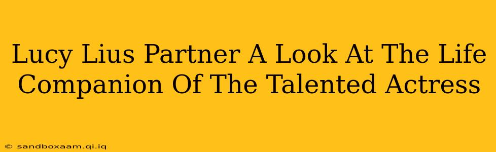 Lucy Lius Partner A Look At The Life Companion Of The Talented Actress