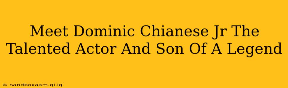 Meet Dominic Chianese Jr The Talented Actor And Son Of A Legend