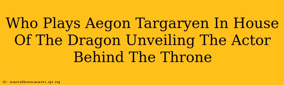 Who Plays Aegon Targaryen In House Of The Dragon Unveiling The Actor Behind The Throne